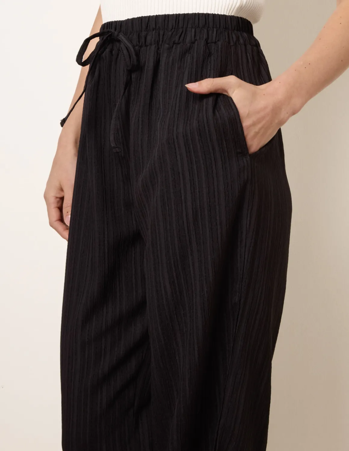 Drawstring Wide Leg Trousers