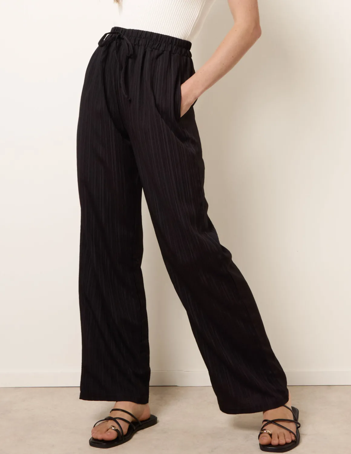 Drawstring Wide Leg Trousers