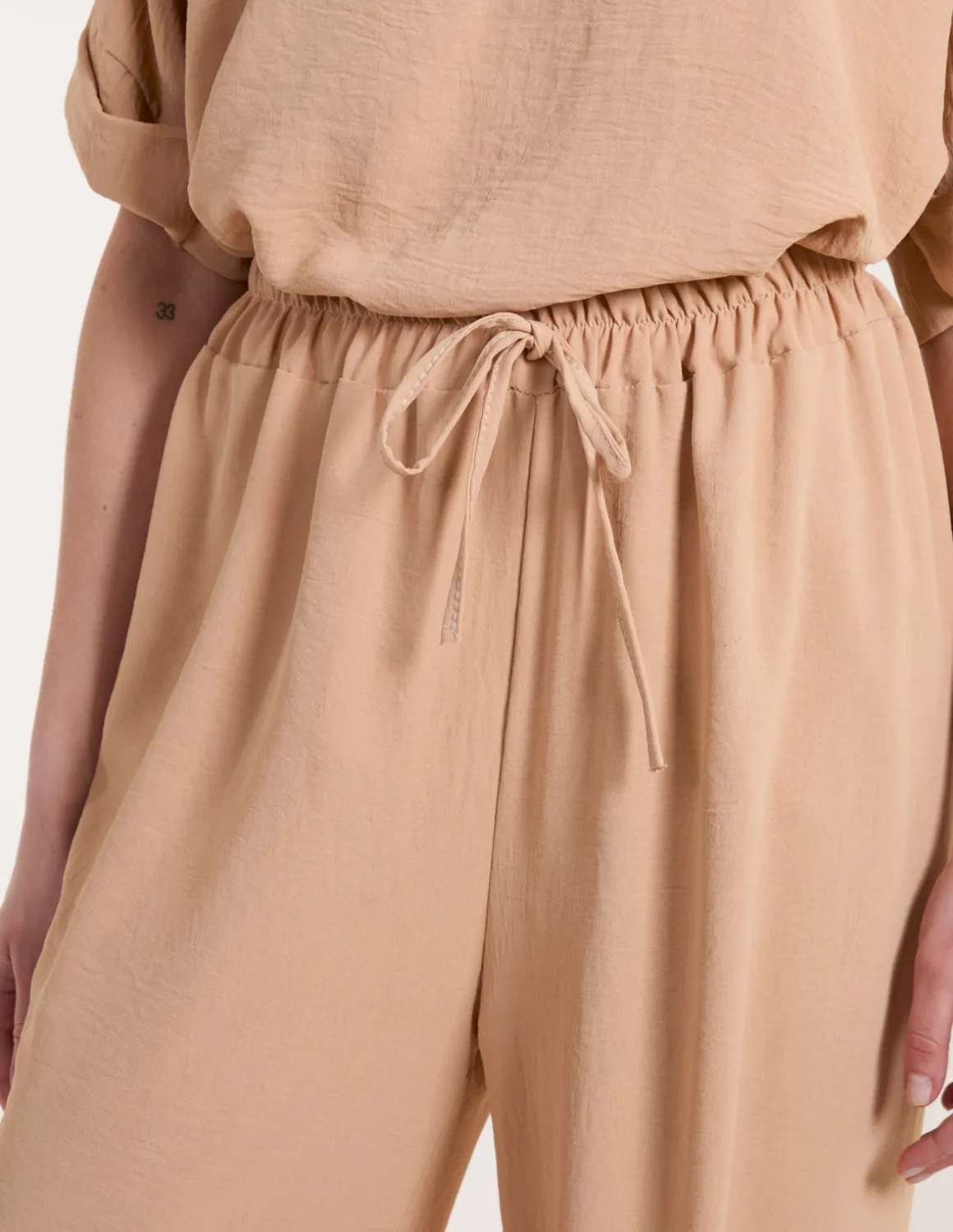 Drawstring Wide Leg Trousers