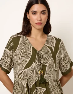 Dress With Tropical Leaf Print