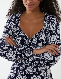 Elasticated Sweetheart Neck Mini Dress