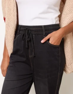 Elasticated Waist Jeans With Tie
