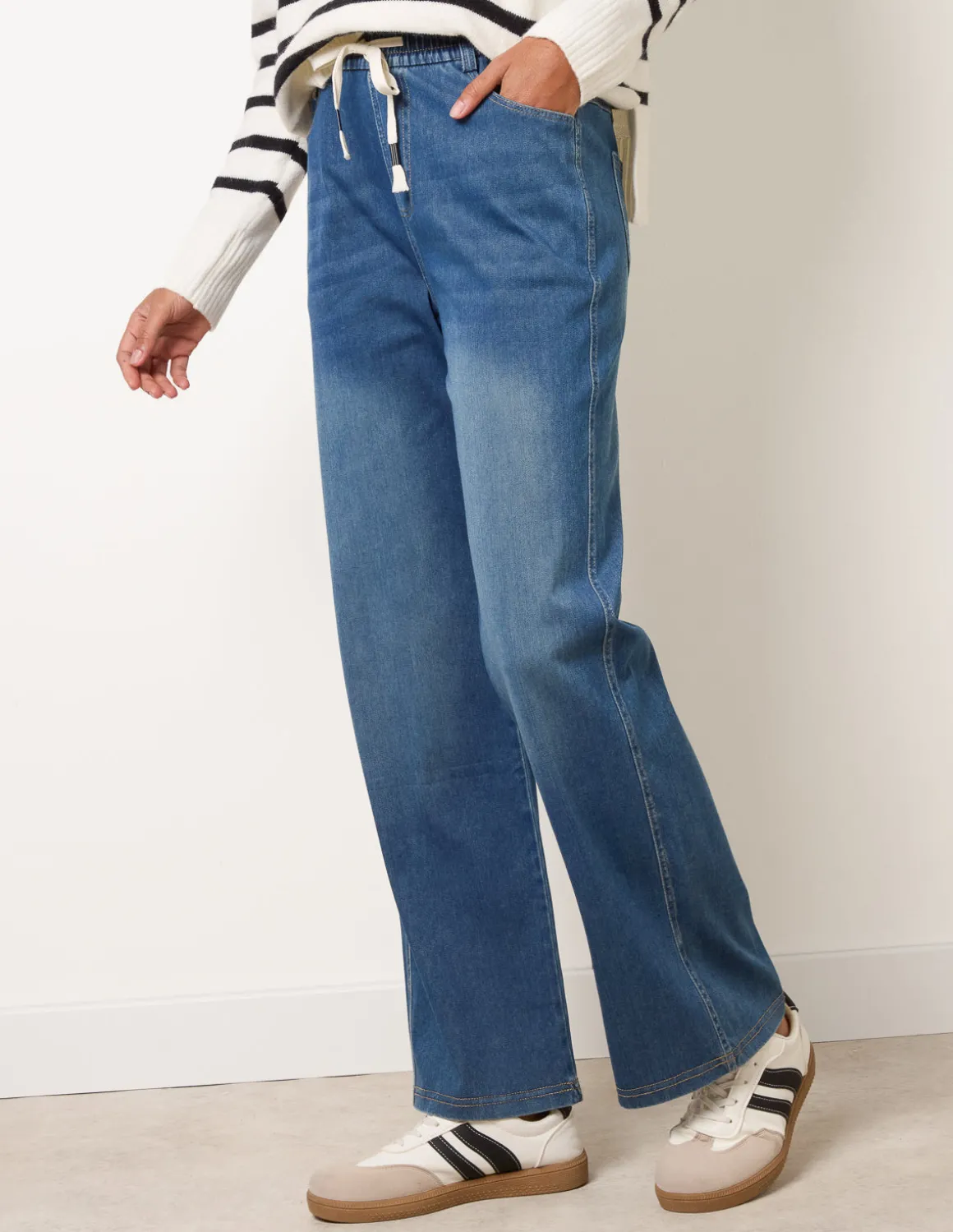 Elasticated Waist Jeans With Tie
