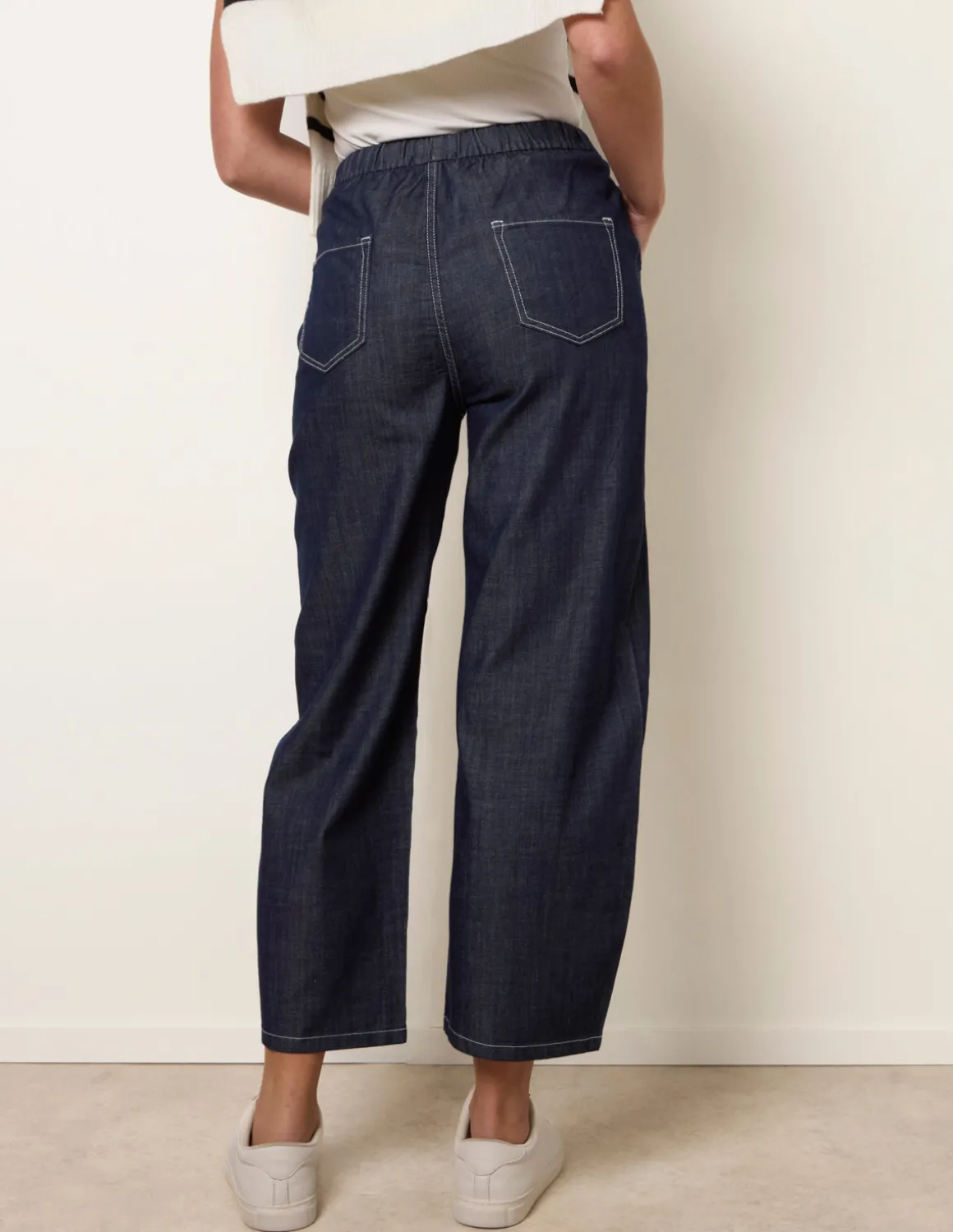 Elastic Waist Seam Detail Jeans