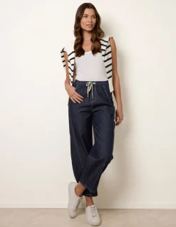 Elastic Waist Seam Detail Jeans