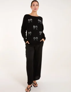 Embellished Bows Knitted Jumper