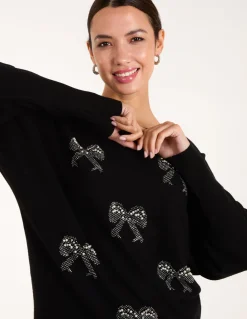 Embellished Bows Knitted Jumper