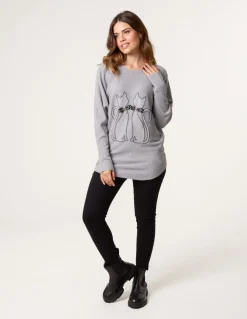 Embellished Cat Jumper