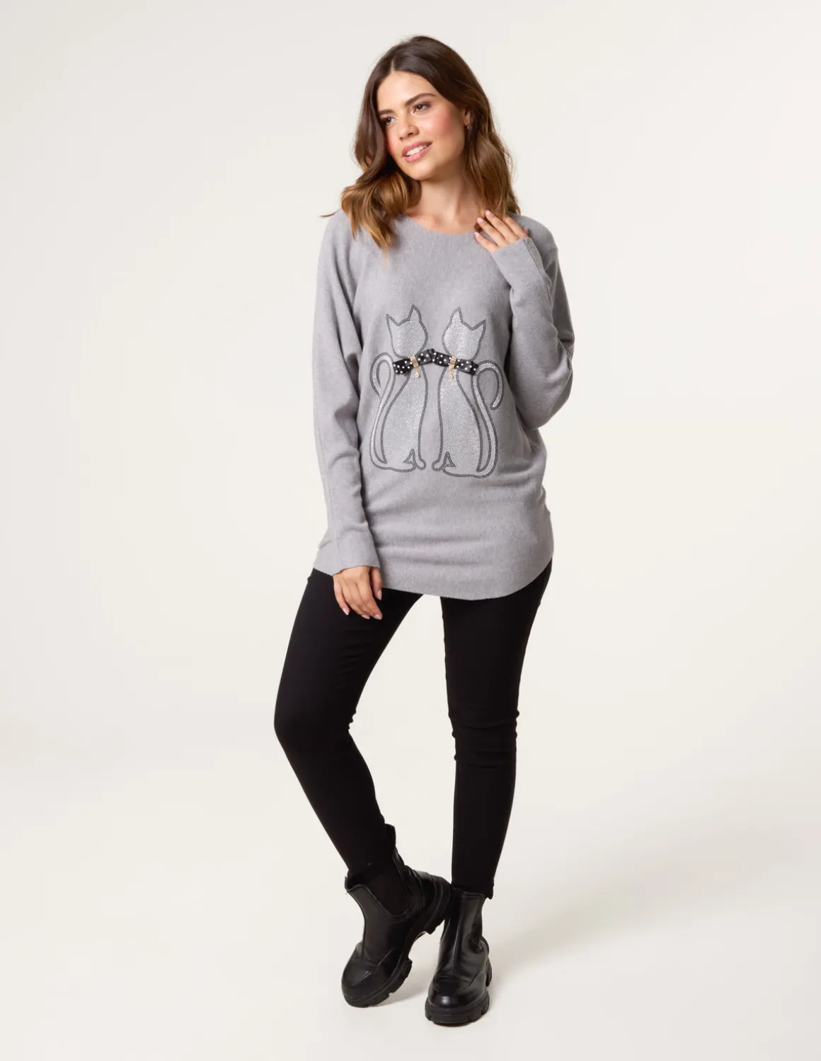 Embellished Cat Jumper