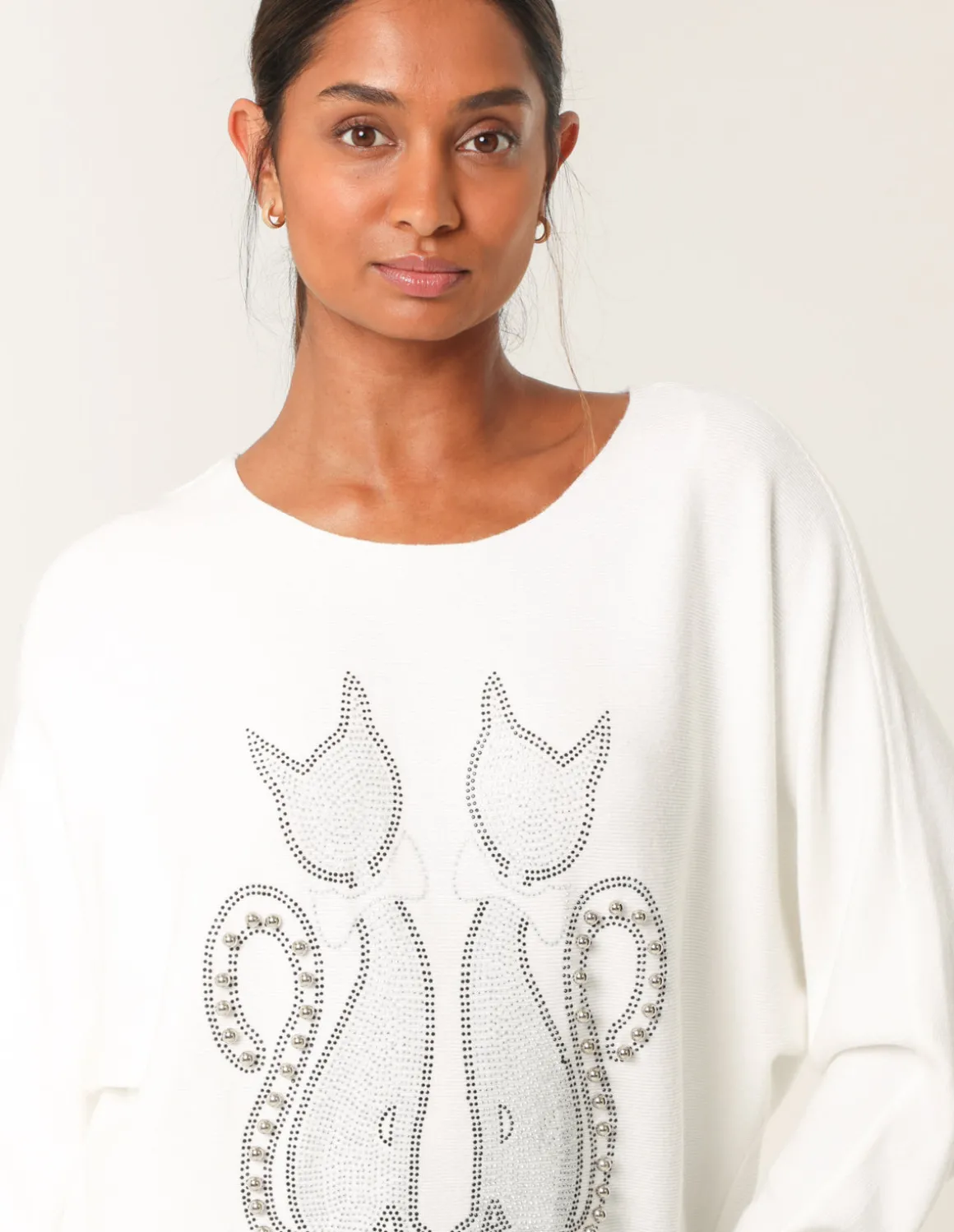 Embellished Cat Jumper