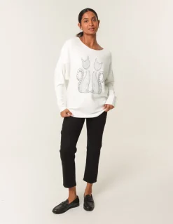 Embellished Cat Jumper