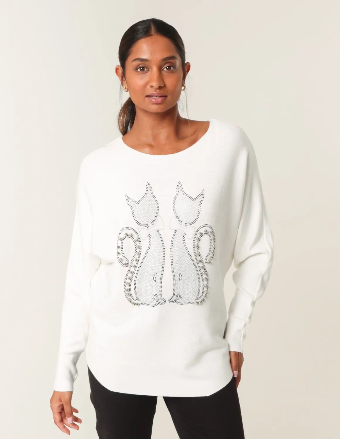 Embellished Cat Jumper