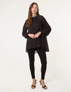 Embellished Collar Tunic Top