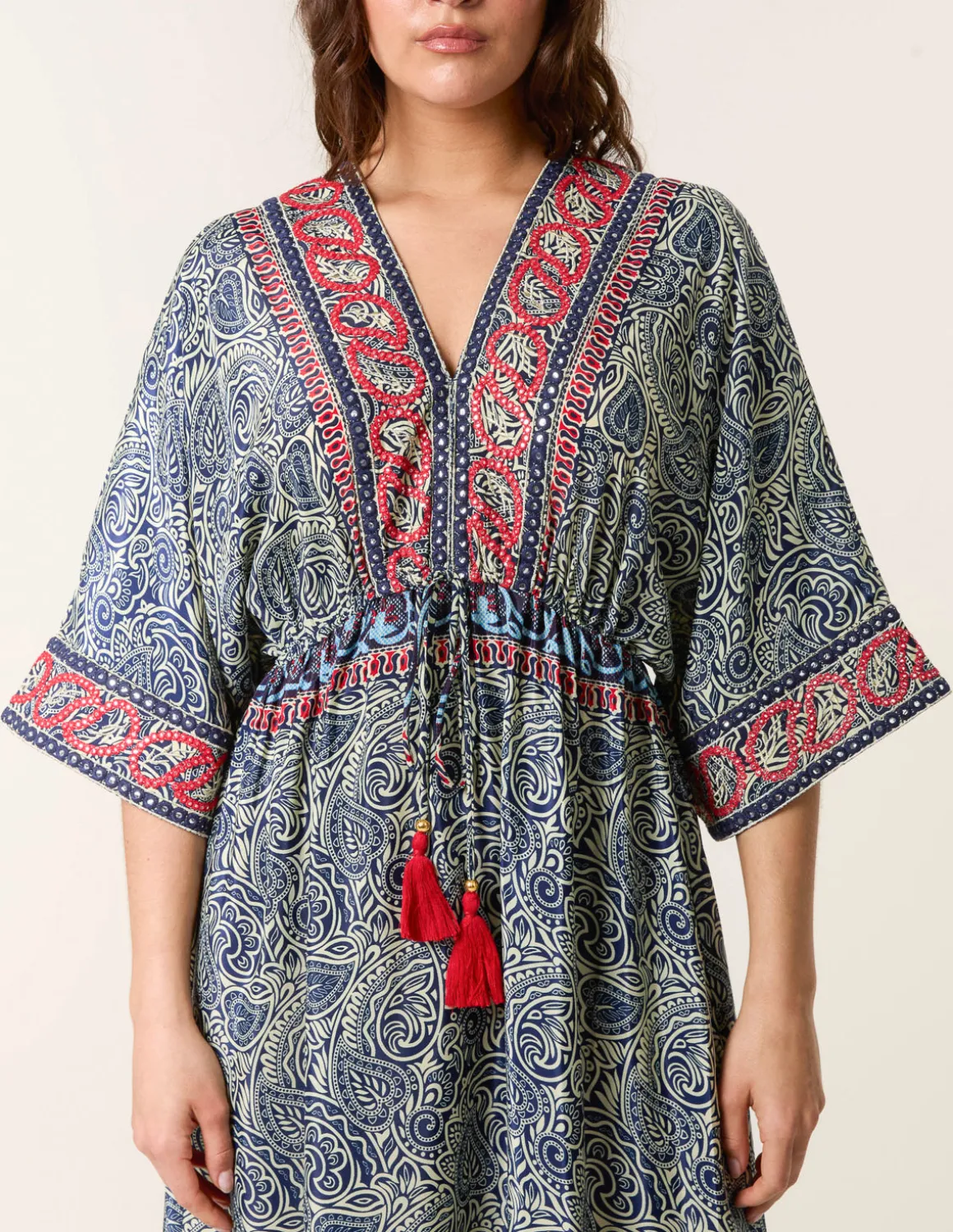 Embellished Kimono Dress