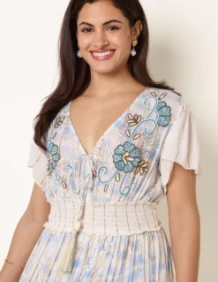 Embellished Metallic Mini Dress