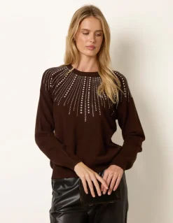 Embellished Neck Knit Jumper