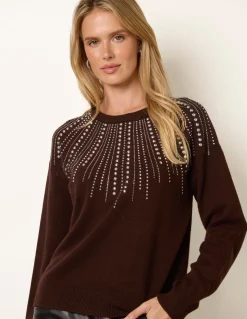 Embellished Neck Knit Jumper
