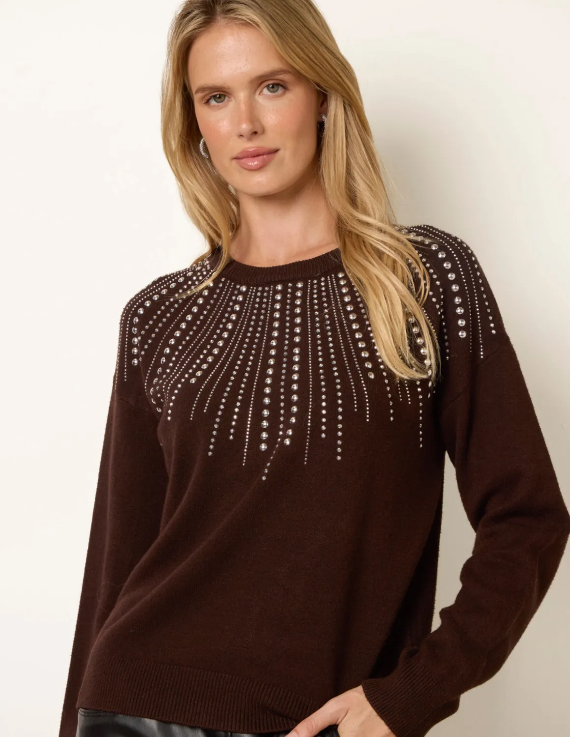 Embellished Neck Knit Jumper