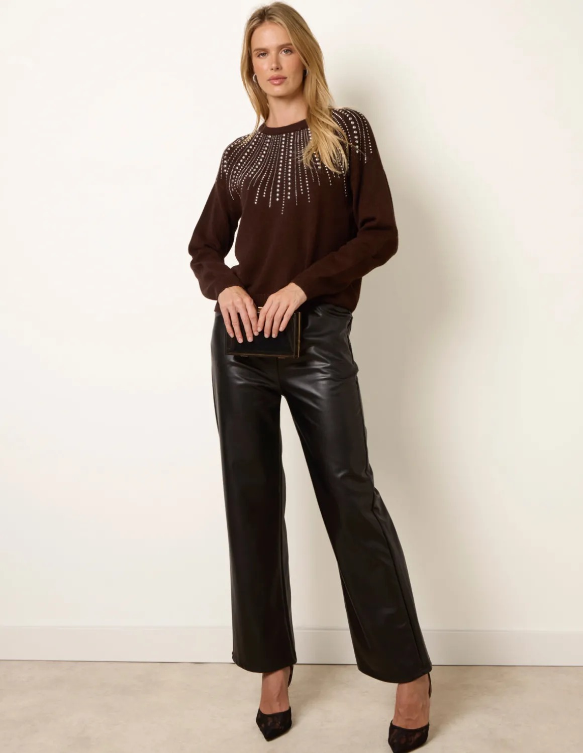 Embellished Neck Knit Jumper