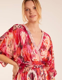 Embellished Neck V Front V Back Midi