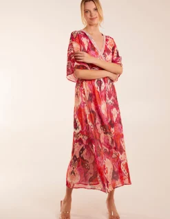 Embellished Neck V Front V Back Midi