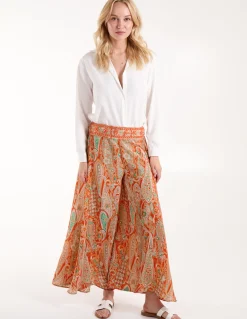 Embellished Waist Wide Leg Trousers