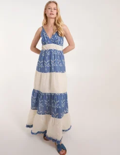 Embroidered Block Out Stripe Cami Dress