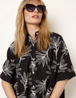 Embroidered Front Oversized Shirt