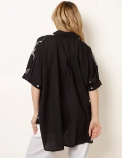 Embroidered Front Oversized Shirt
