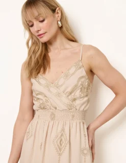 Embroidered Maxi Dress With Adjustable Straps