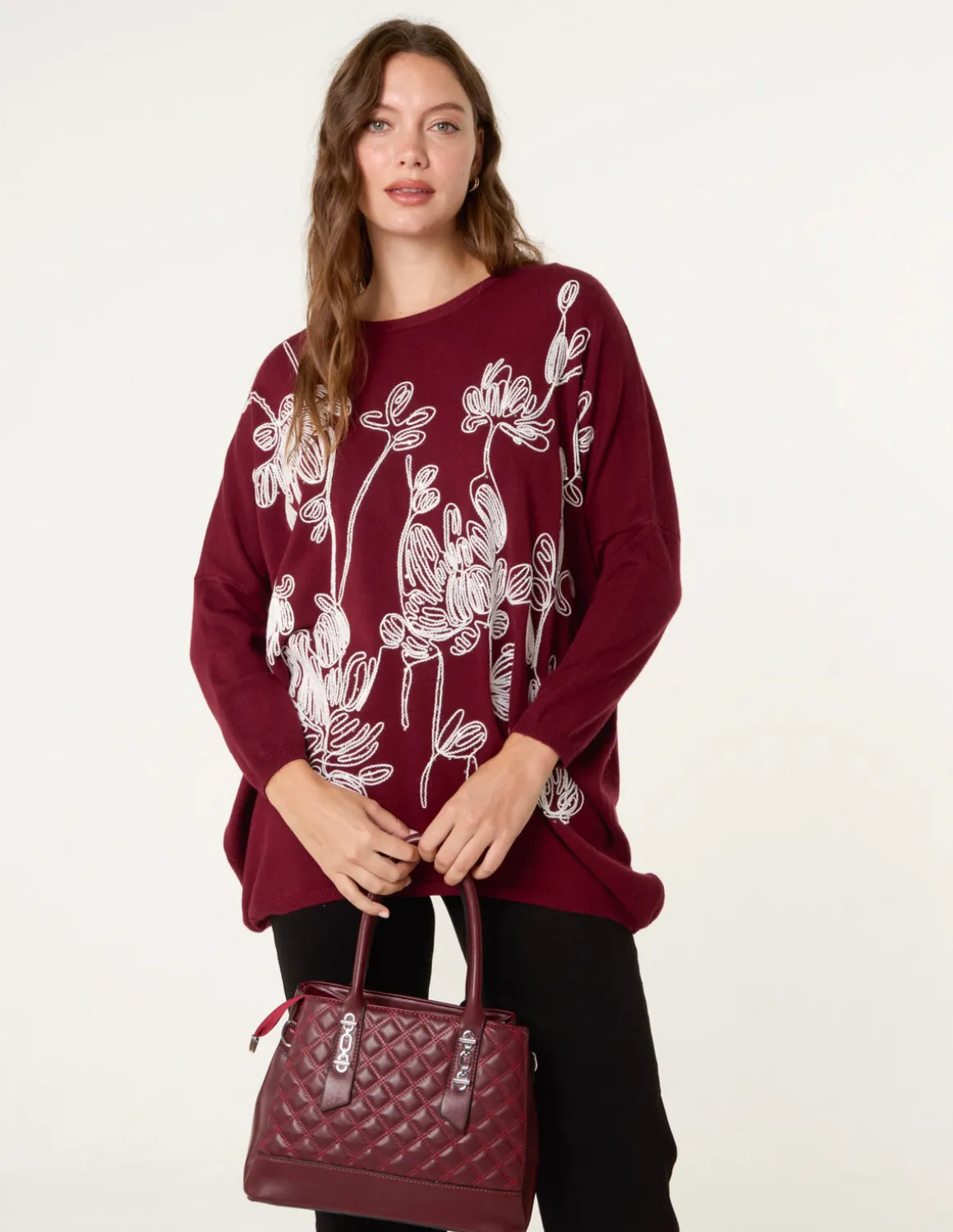 Embroidered Round Neck Jumper