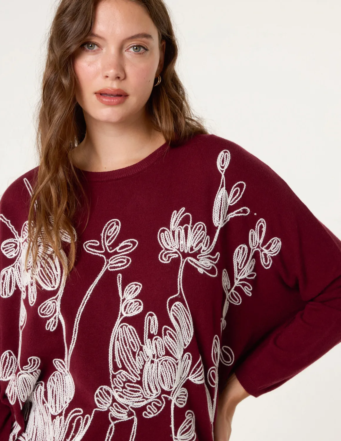 Embroidered Round Neck Jumper