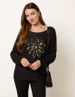 Embroidered Sequin Flower Top