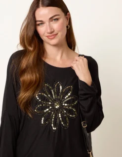 Embroidered Sequin Flower Top