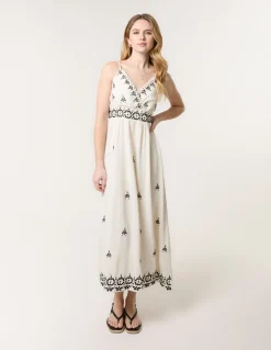 Embroidered Sleeveless Maxi Dress