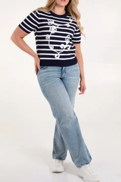 Embroidered Stripe Top