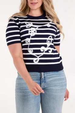 Embroidered Stripe Top