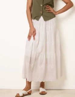 Embroidered Tiered Maxi Skirt