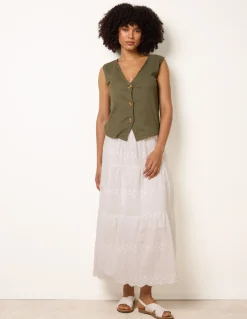 Embroidered Tiered Maxi Skirt