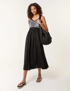 Embroidered Yoke Strappy Dress