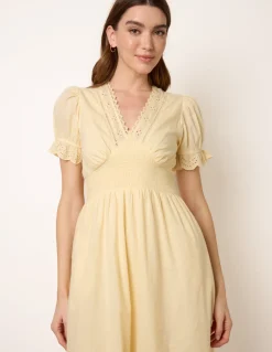 Embroidery Detail V-Neck Dress