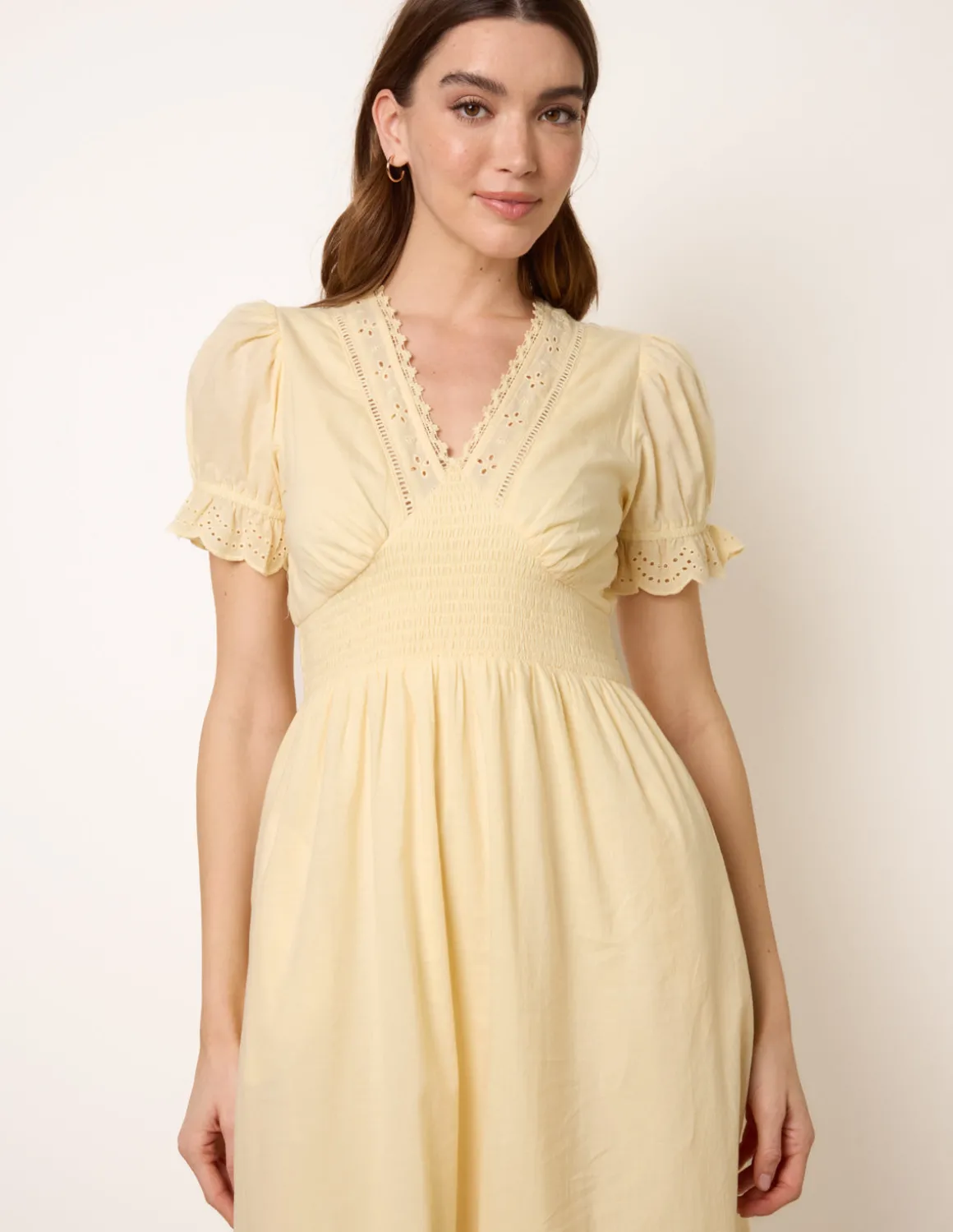 Embroidery Detail V-Neck Dress