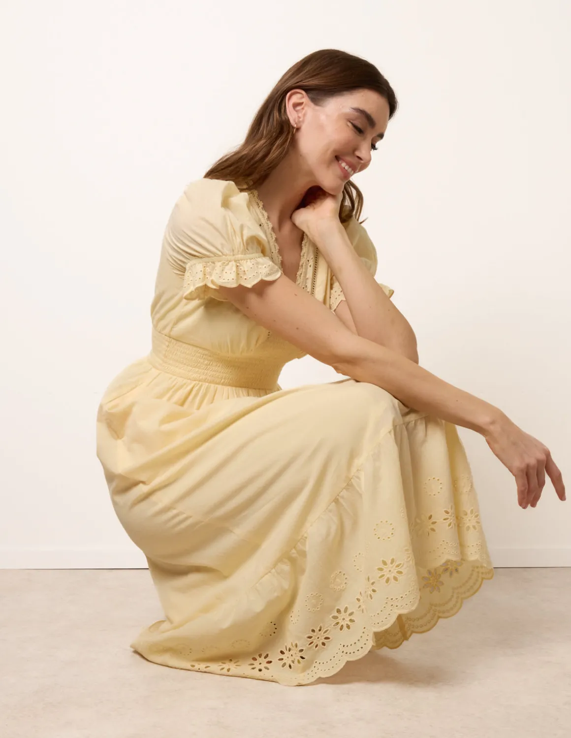 Embroidery Detail V-Neck Dress