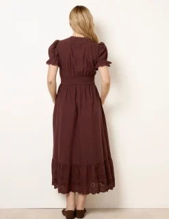 Embroidery Detail V-Neck Maxi Dress