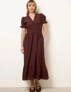 Embroidery Detail V-Neck Maxi Dress