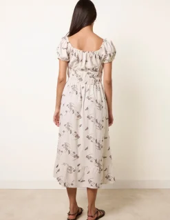 Embroidery Milkmaid Midi Dress