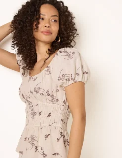 Embroidery Peplum Blouse