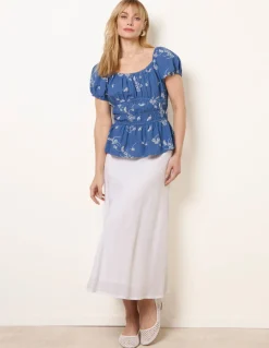 Embroidery Peplum Blouse