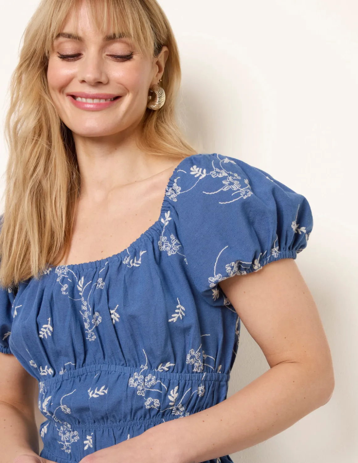 Embroidery Peplum Blouse