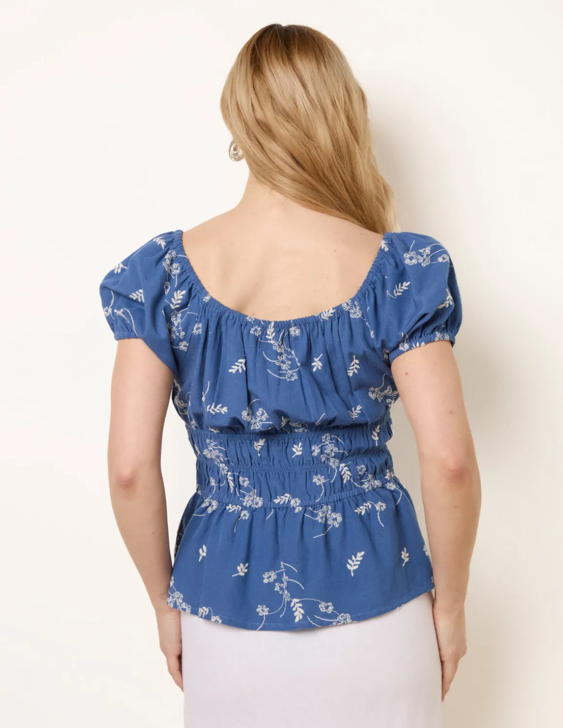 Embroidery Peplum Blouse